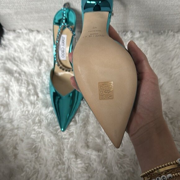 Jimmy Choo Teal Stiletto Heels - Picture 4 of 10